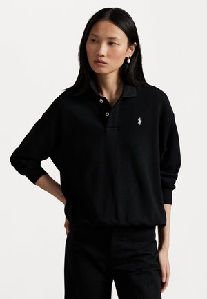 LIGHTWEIGHT FLEECE LONG SLEEVE POLO - Langarmshirt - black