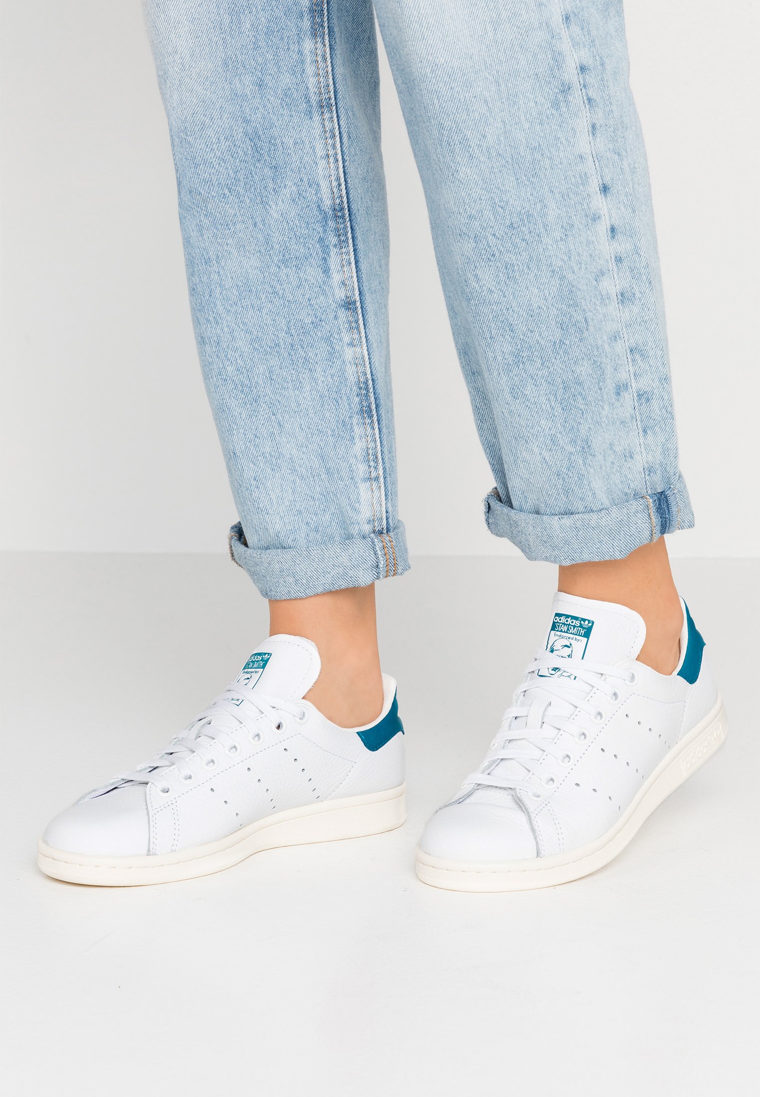 stan smith white active teal