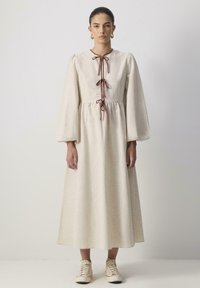 BALLON SLEEVE BOW - Robe longue - stone