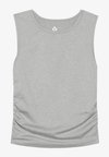 CROPPED SLEEVELESS TOP WITH SIDE RUCHING - Top - mottled light grey