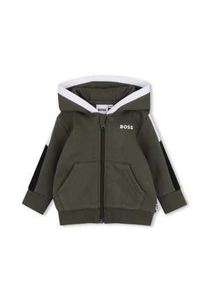 BOSS Kidswear CARDIGAN À CAPUCHE - Sweater met rits - olive