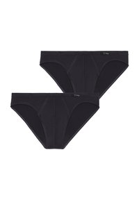 Zwarte stretchkatoenen slips, met een lage taille en naaddetails, en comfortabele beenopeningen. Set van twee paar inbegrepen.