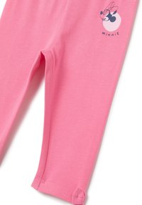 Leggings en coton rose avec un graphique et un logo de Minnie Mouse, au toucher doux et avec de petits revers roulés au bord.