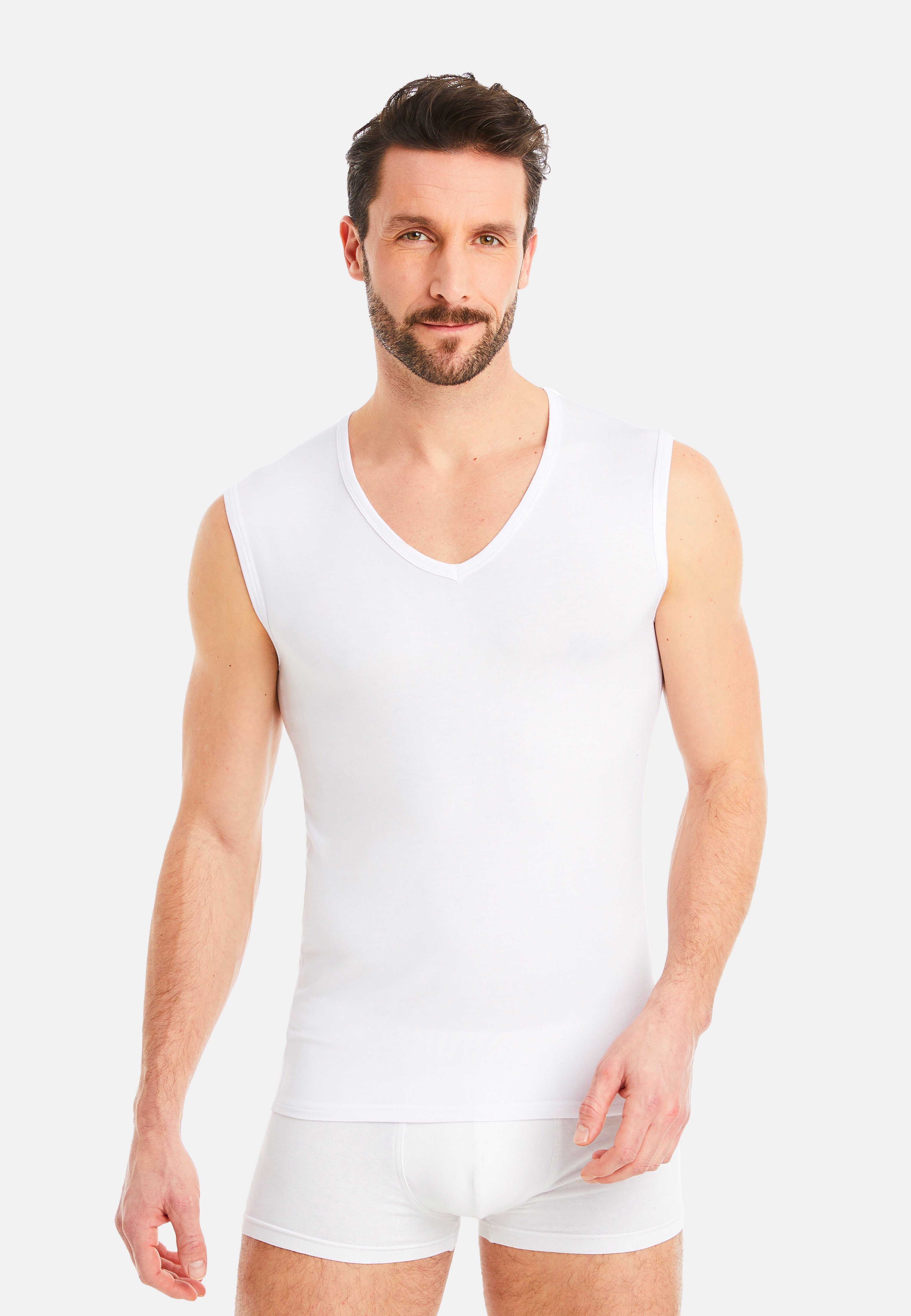 Unsichtbares Unterzieh-Shirt Herren - V-Ausschnitt Hautfarben