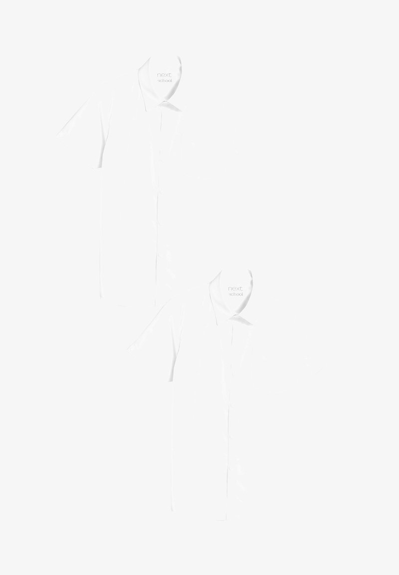 Camicia bianca a maniche corte realizzata in tessuto misto cotone, con chiusura a bottoni, colletto e taschino sul petto. Design pulito e semplice.