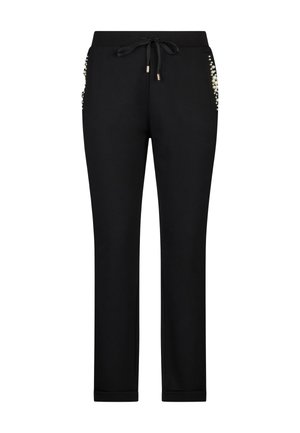 Pantaloni della tuta neri con vita regolabile, caratterizzati da due tasche laterali decorate con piccoli borchiette per un tocco di stile. Tessuto morbido.