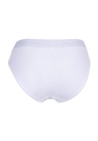 Witte katoenen slipjes met een zachte elastische tailleband, voorzien van het "Marc O'Polo" logo in lichtgrijs. Glad textuur en volledige dekking.