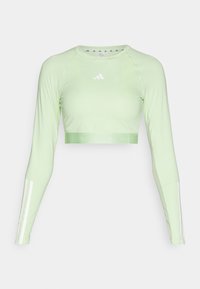 Langærmet T-shirt - semi green spark/white