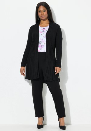 Ulla Popken PLEATED LONGLINE OPEN SHAPE - Strickjacke - black