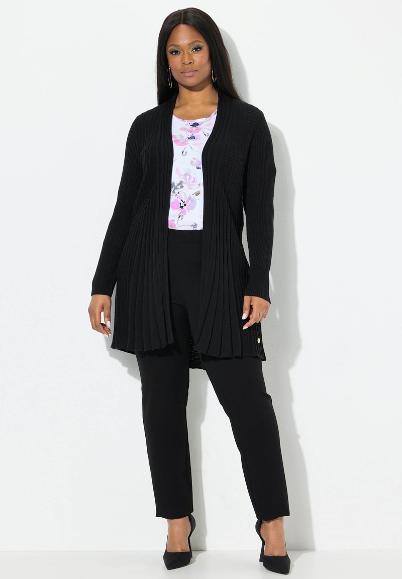 Ulla Popken PLEATED LONGLINE OPEN SHAPE - Kofta - black