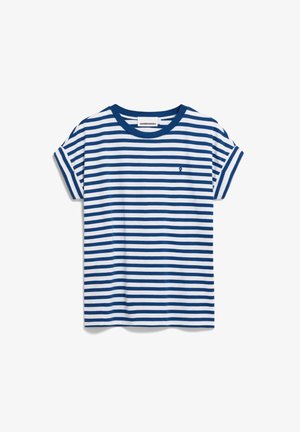 Gestreepte t-shirt met korte mouwen,Featuring blauwe en witte horizontale strepen, een ronde halslijn en een klein logo op de borst. Van katoen.