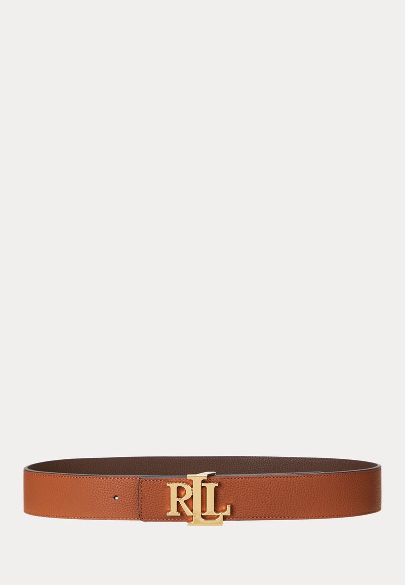 Lauren Ralph Lauren LOGO REVERSIBLE PEBBLED WIDE BELT - Cinturón - tan/dark brown