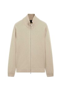 HIGH COLLAR WITH ZIP - Strickjacke - BEIGE