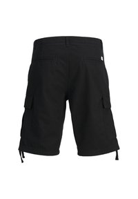 Sorte cargo shorts lavet af canvas med sidelommer, snoretræk ved kanten og et lille logotag på den bageste talje.