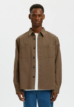 Selected OVERSHIRT REGULAR FIT TWILL - Leichte Jacke - chocolate chip