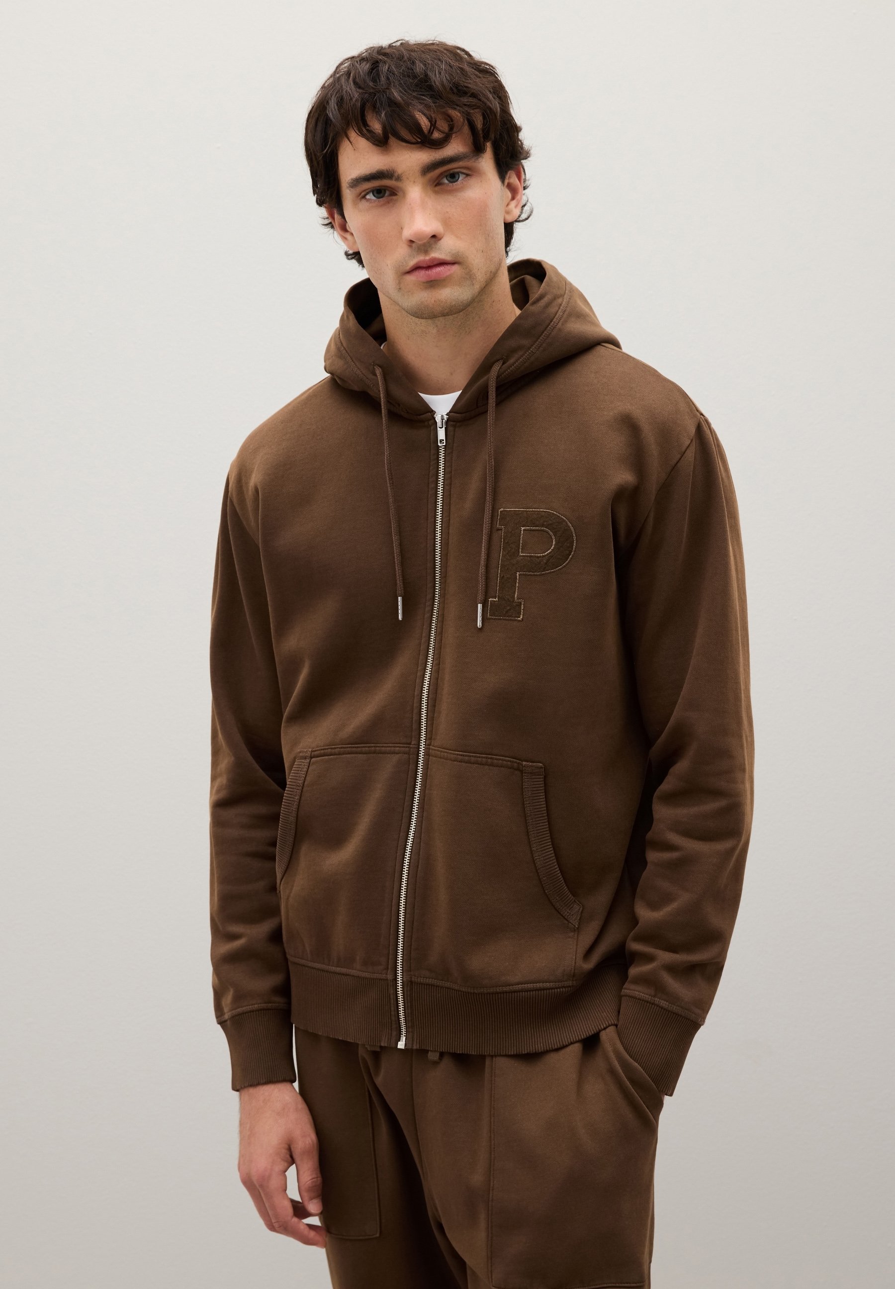 PIOMBO Sudadera con cremallera brown/marrón