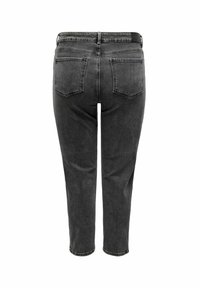 Jeans in denim nero con taglio dritto, dotati di una vita classica, due tasche posteriori e una leggera finitura scolorita.