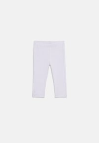 Lys lilla ribbede leggings med elastisk midje, med en tettsittende design og cropped lengde, egnet for casual bruk.