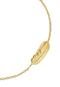 Zelta kaklarota ar spalvas formas piekariņu, kuram ir izsmalcinātas gravējumi. Ķēde ir smalka ar apaļām saitēm, radot elegantu dizainu.