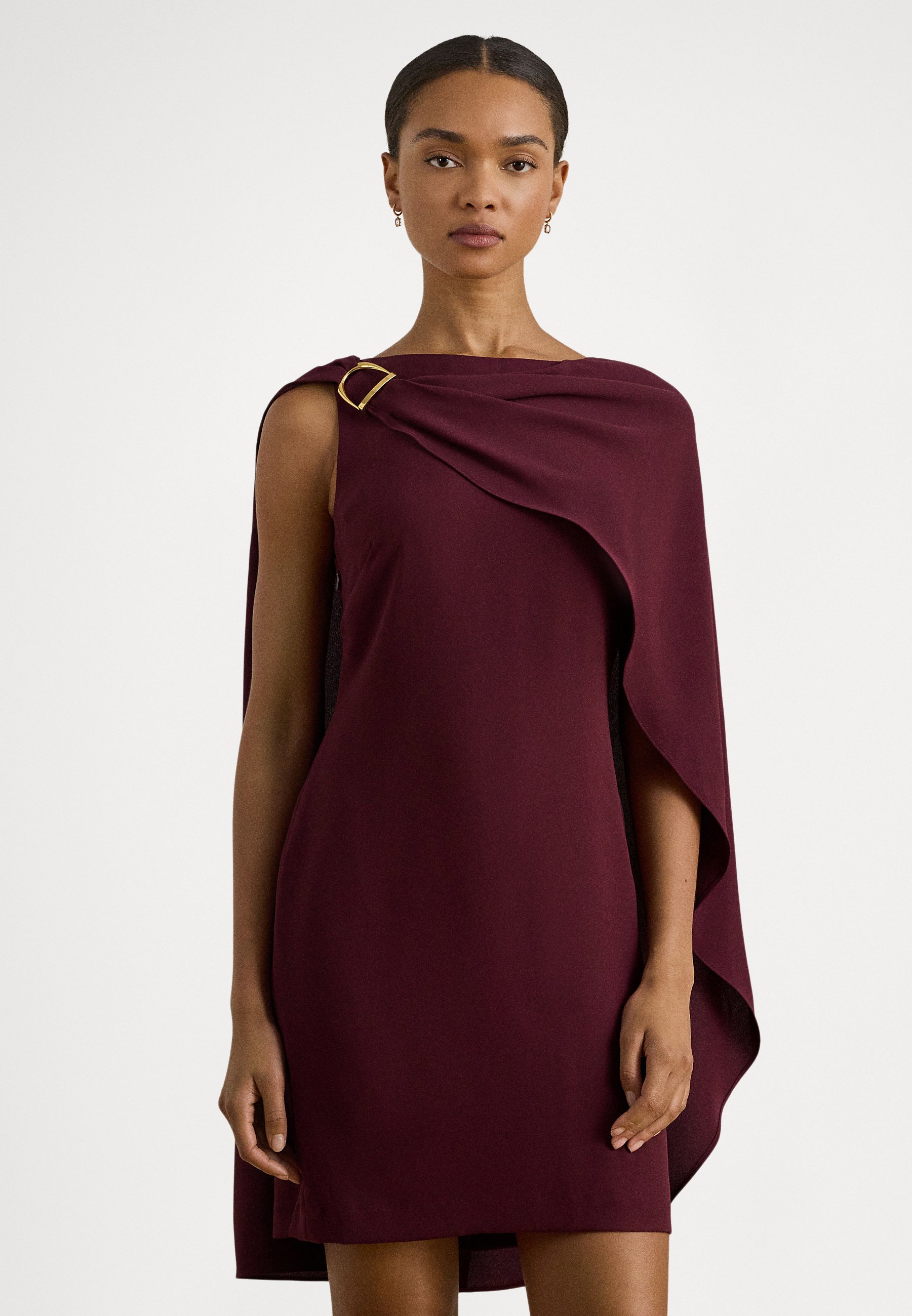 Lauren Ralph Lauren CAPE GEORGETTE COCKTAIL DRESS - Cocktail dress / Party  dress - dark garnet/bordeaux - Zalando
