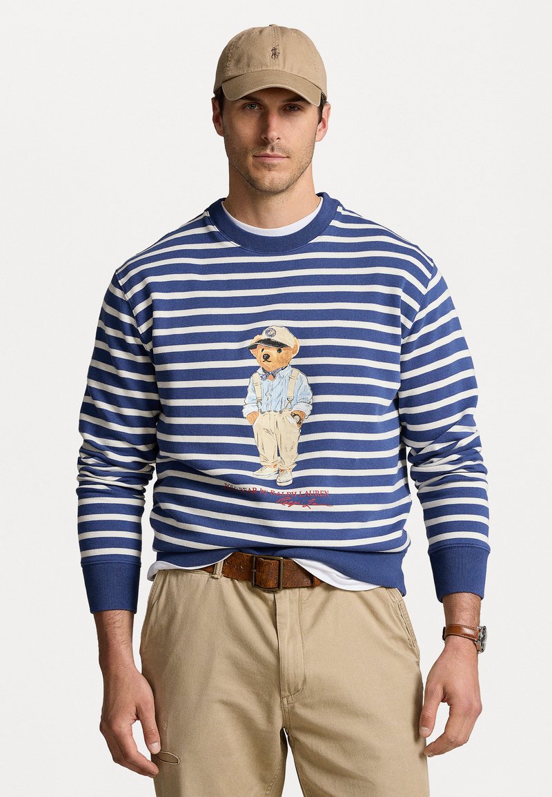 Polo Ralph Lauren Big & Tall POLO BEAR STRIPED FLEECE SWEATSHIRT - Sweatshirt - light navy/deckwash white