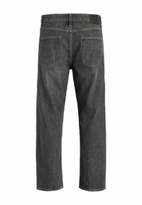 Μαύρα τζιν από denim που εμφανίζονται από πίσω με δύο πίσω τσέπες, θηλιές για τη ζώνη και ένα δερμάτινο λογότυπο στη μέση.