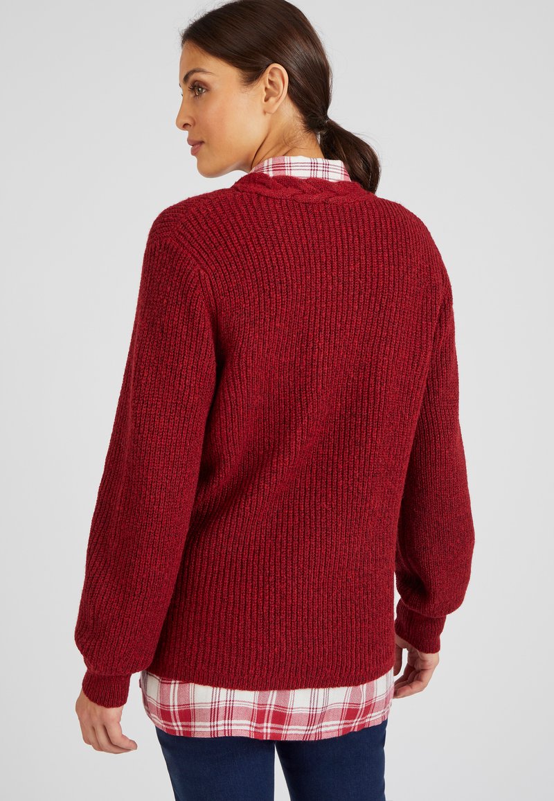 Damart PERLÉE PATTE TORSADÉE Gilet bordeaux/rose