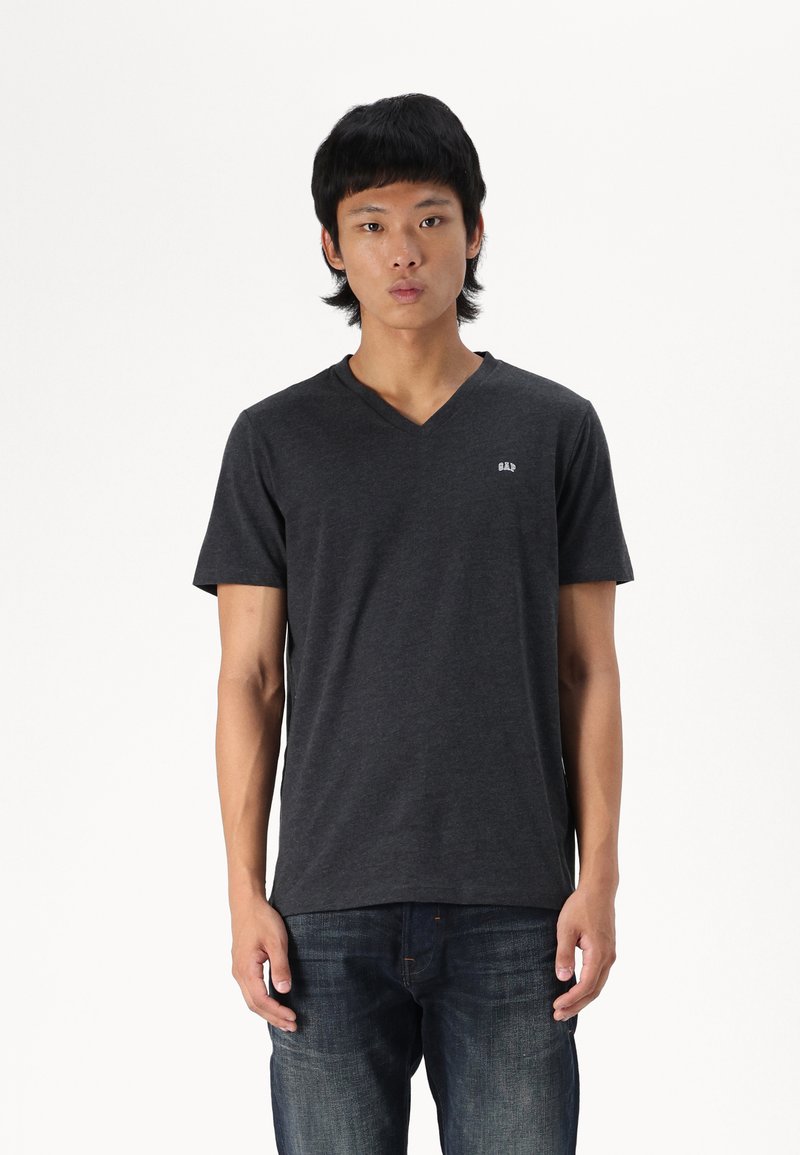 GAP EVERYDAY MICRO LOGO VEE - Basic póló - charcoal