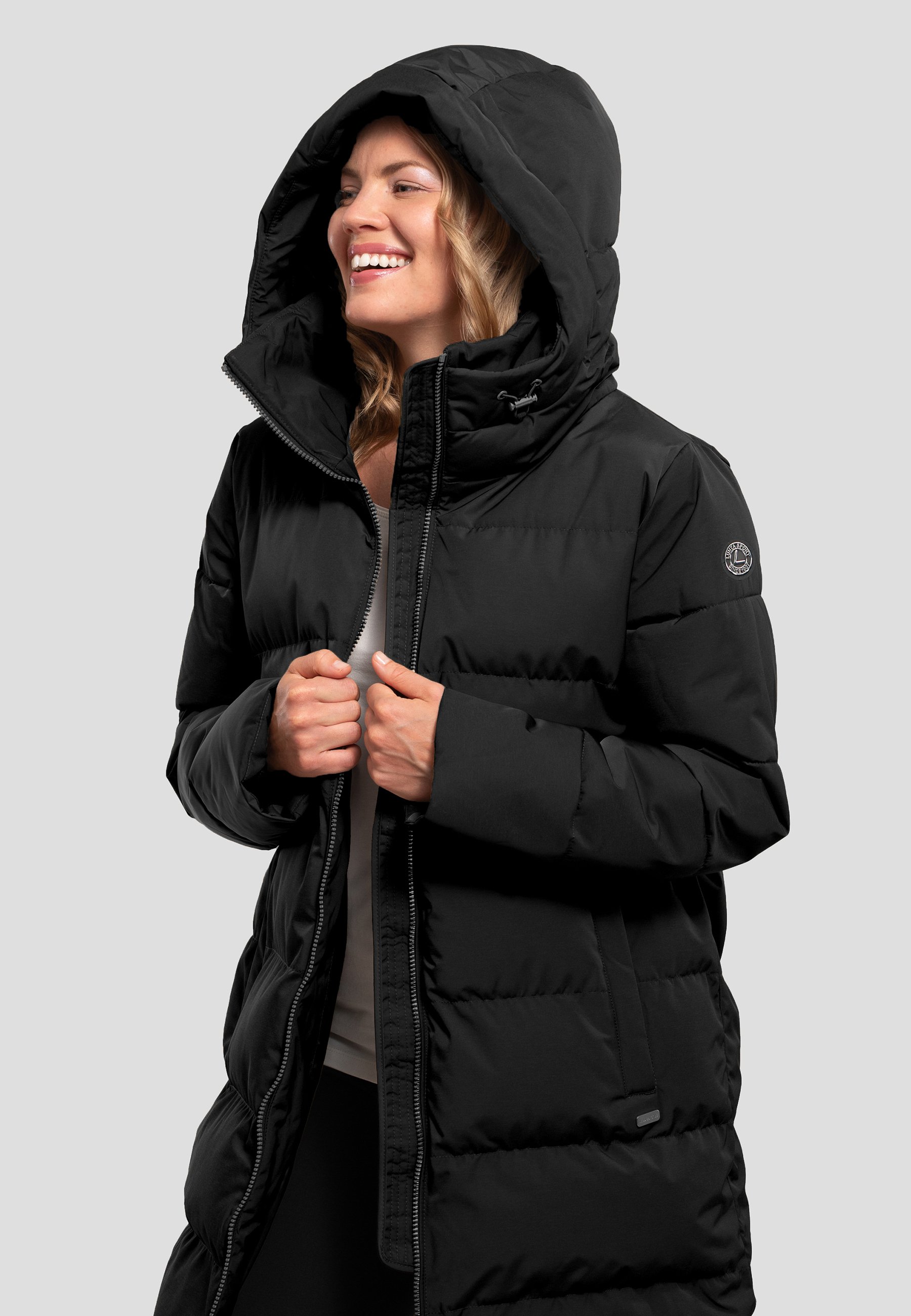 Doudoune Fine Noire LUHTA Avec Capuche - Taille 36/38 - Mi-longue - Très Bon état