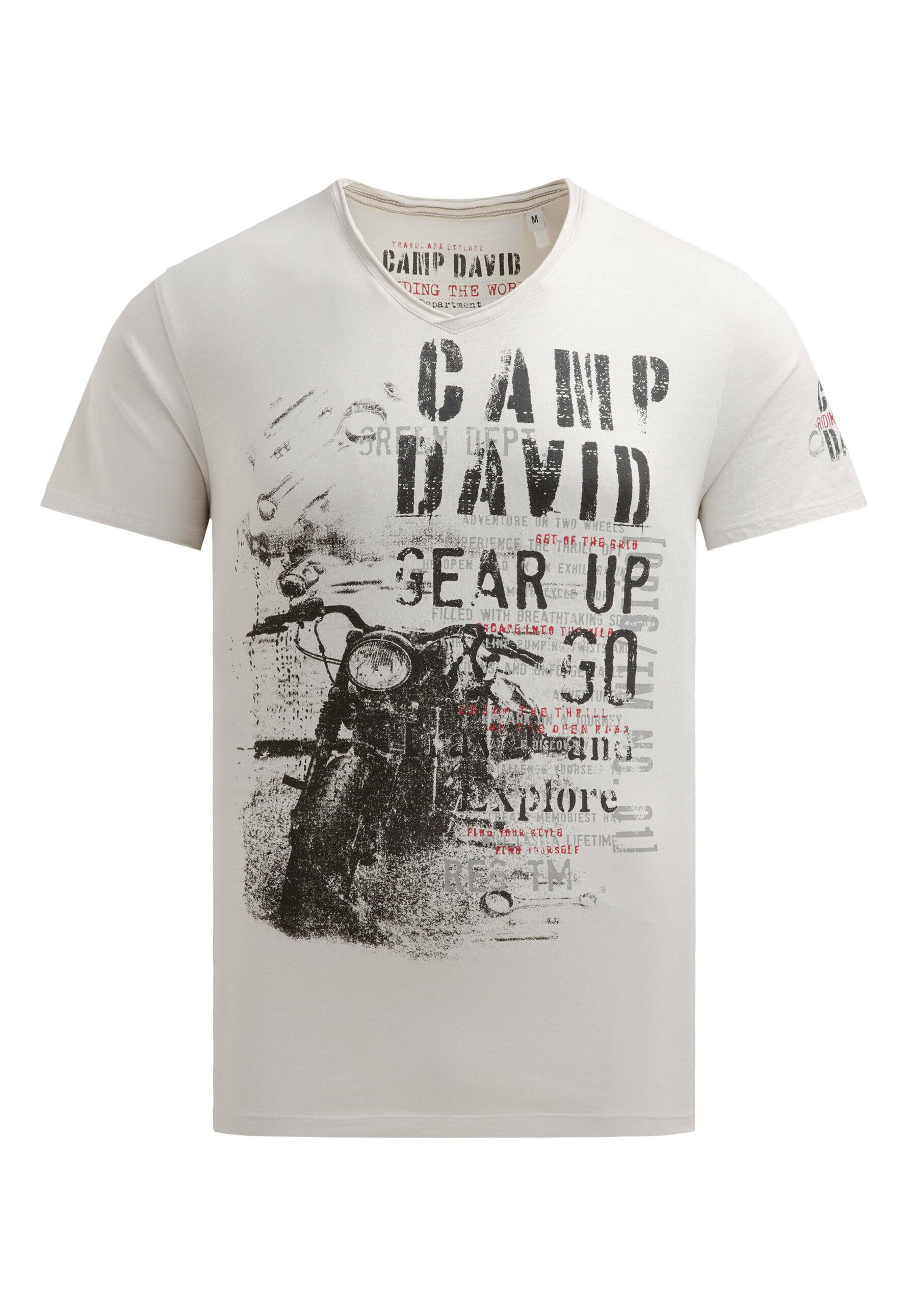 Camp David V-NECK IM USED LOOK MIT PHOTOPRINT - Print T-shirt