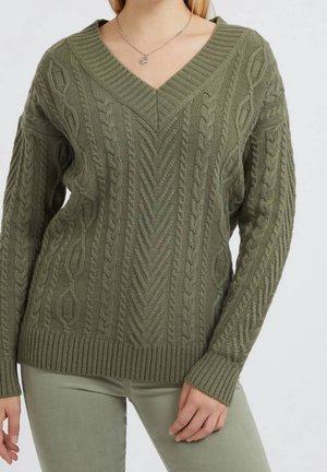 Striktrøje - green