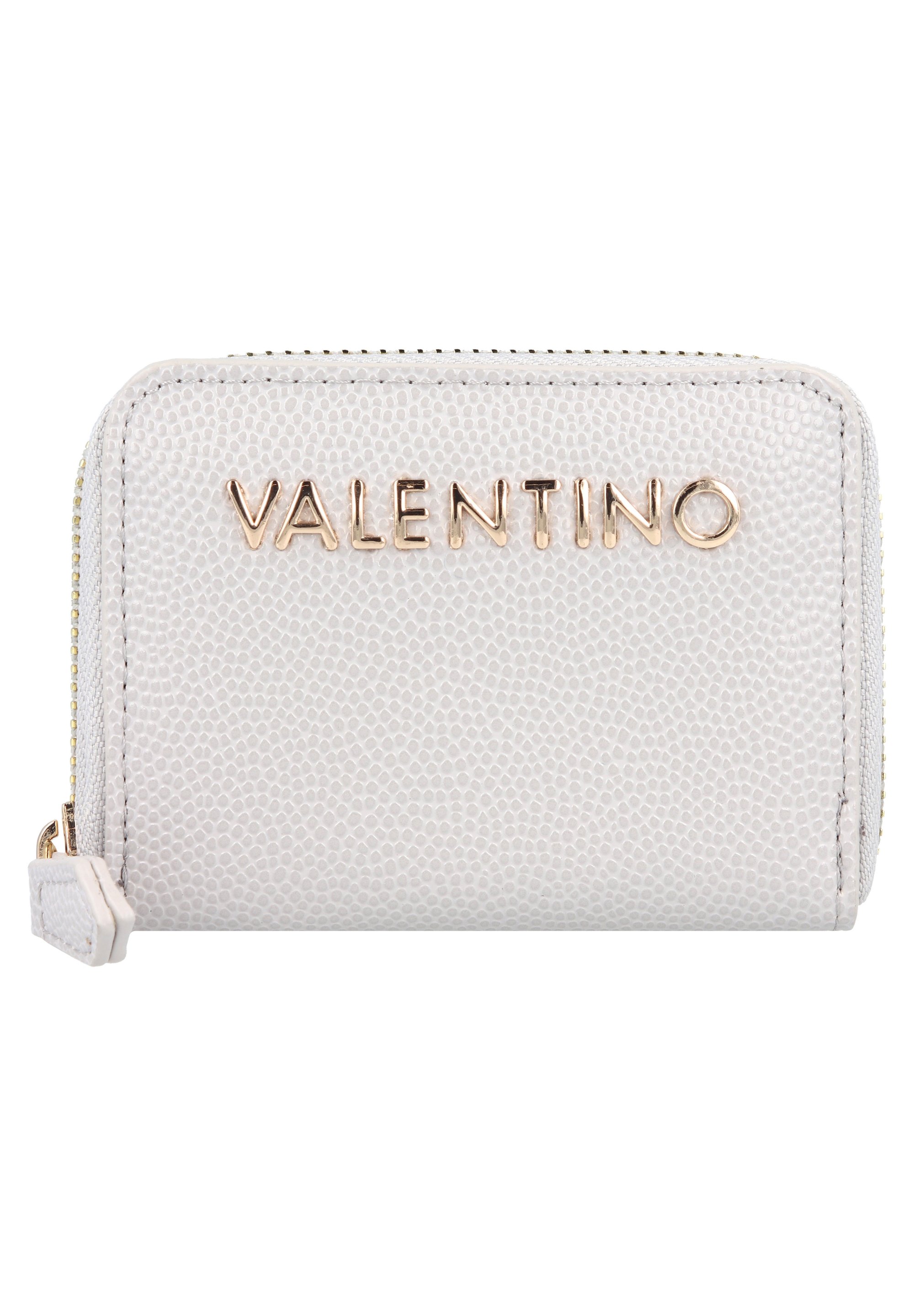 Porte-monnaie Valentino Divina En Noir - Logo Argenté, Texture Granuleuse, Dimensions 8x11,5x2 Cm