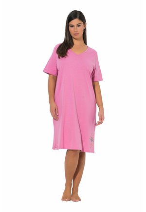 Ulla Popken, 2 PACK SHORT SLEEVE SLEEP TEES - ELEPHANT PRINT - Nachtjapon - dark rose