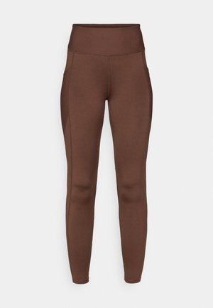 Even&Odd active ESSENTIAL FULL LENGTH HIGH RISE LEGGINGS WITH SIDE POCKET - Retuusid - dark brown