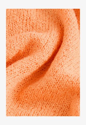 Oranje gebreide stof met een gestructureerde afwerking, met een losse weving en een zachte, licht pluizige oppervlakte. Opvallende kleur en een casual uitstraling.