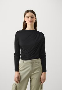 Bruuns Bazaar KATKABBGINELA BLOUSE - Tops ar garām piedurknēm - black