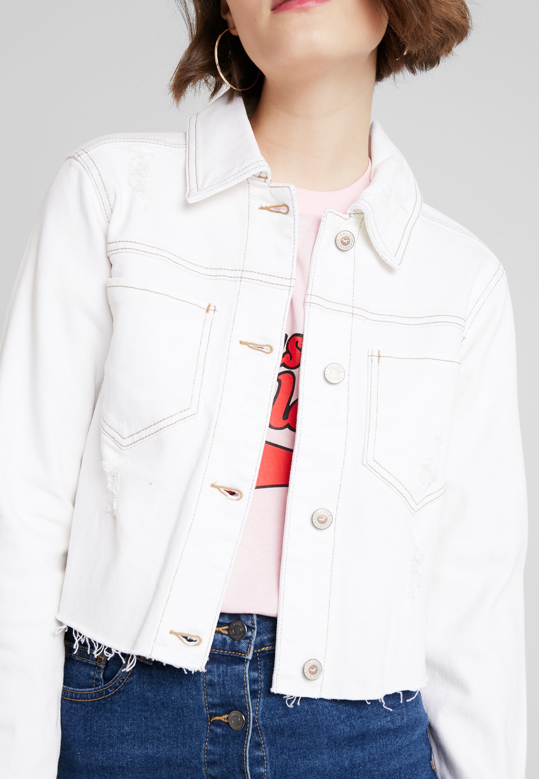 hollister white jean jacket
