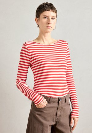 LONG SLEEVE BOAT NECK STRIPED - Hosszú ujjú felső - red/off-white