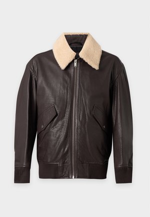 BOSS, JOPEAK - Veste en cuir - dark brown