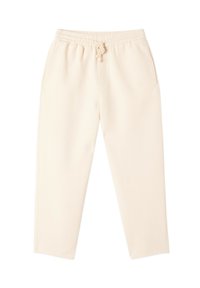 Lys beige sweatpants med elastisk talje og snoretræk. Har sidelommer og et tapered ben design. Blødt, tekstureret stof.