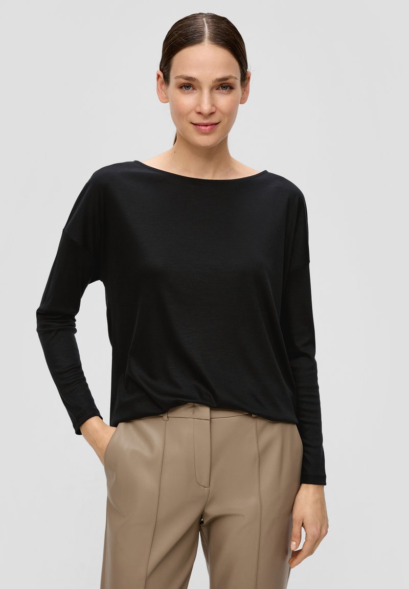 s.Oliver BLACK LABEL LANGARM MIT ÜBERSCHNITTENEN SCHULTERN - Langarmshirt - schwarz