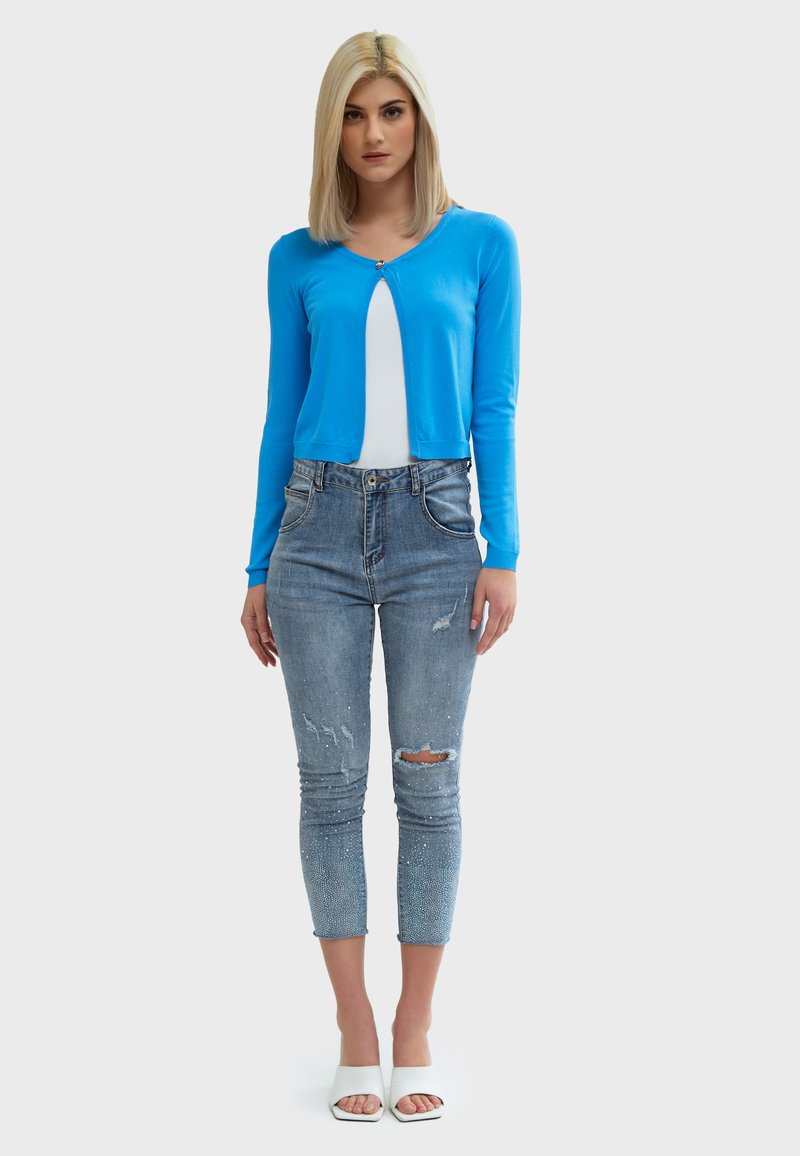 Damen Strickjacken | INFLUENCER CROPPED Strickjacke turquoise/hellblau - IY83585 Damen Strickjacken | INFLUENCER CROPPED Strickjacke turquoise/hellblau - IY83585