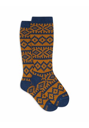 LUNGHE FANTASIA GRECA NATALIZIA - Overkneestrümpfe - yellow