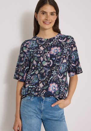 Cecil, KURZARM BLUSE MIT RUNDHALS UND PRINT - Blouse - urban dark blue