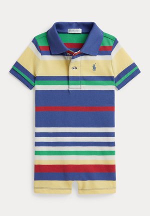 STRIPED COTTON MESH POLO SHORTALL 0-2Y - Alvóruha - multi-coloured