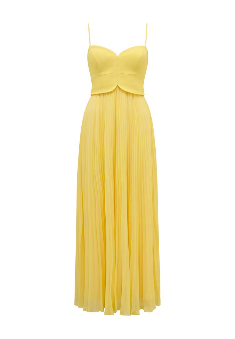 strapless open back dress Champagne Pleated Halter Midi Dress – Gabi Swimwear