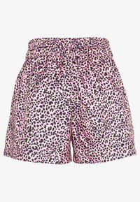 Růžové šortky s leopardím vzorem v černé a neonově zelené barvě. Mají elastický pas a volný střih. Vyrobené z lehké tkaniny.