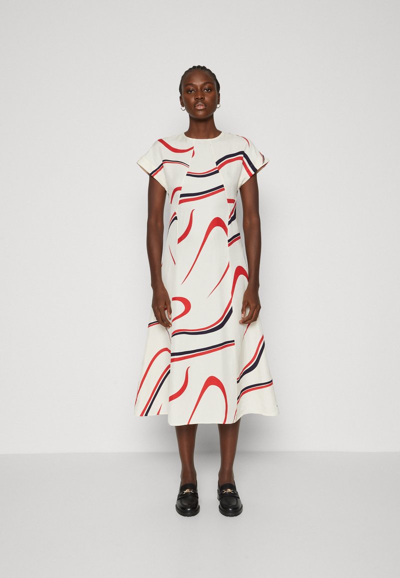 Tommy Hilfiger - RIBBON MIDI DRESS - Koktajl obleka/za zabavo - ecru, Povečajte