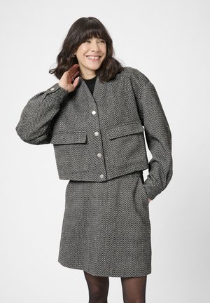 Kevyt takki - black white tweed