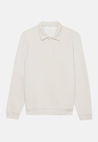 Polo a maniche lunghe crema realizzato in tessuto morbido. Caratterizzato da un colletto classico, una patta con tre bottoni e polsini a coste.